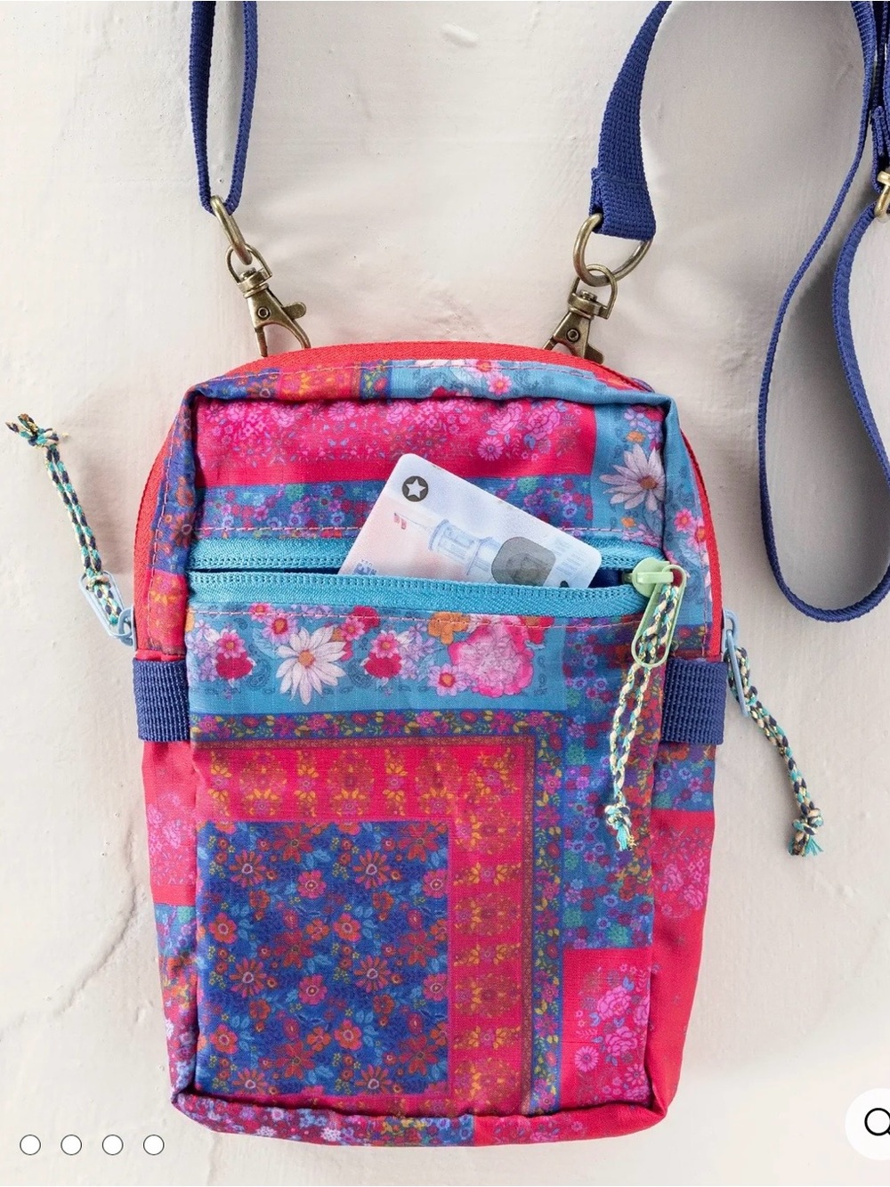 Natural Life 8 in-1 Pocket Crossbody Bag - Jewel in Positano Scarf Print. NWT.